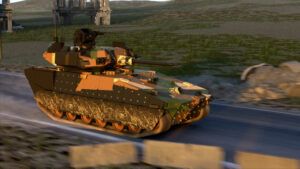 CGI Tank driving down paved road